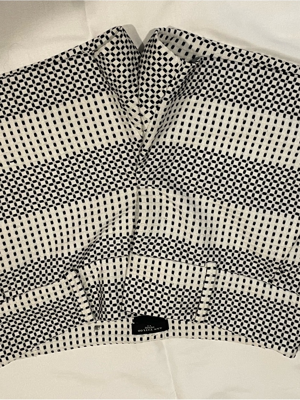 Ann Taylor Black & White Geo-Check Zip-Front Shorts